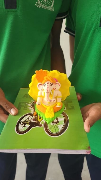 A decorated craft entry made by a student of Janhit World School
